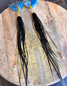 Jacendia Black Kitty Feather Earrings