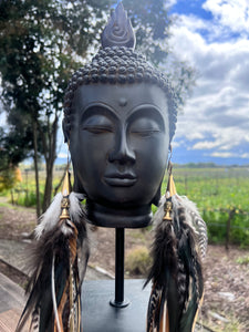 Hecate Buddha Earth Tone Feather Earrings