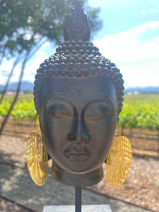 Girl in Meditation Flower of life 18k Gold Plated 3 Inch Earrings.