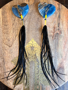 Jacendia Black kitty Feather Earrings